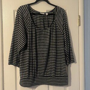 Chico's Blue & Gray Striped Blouse